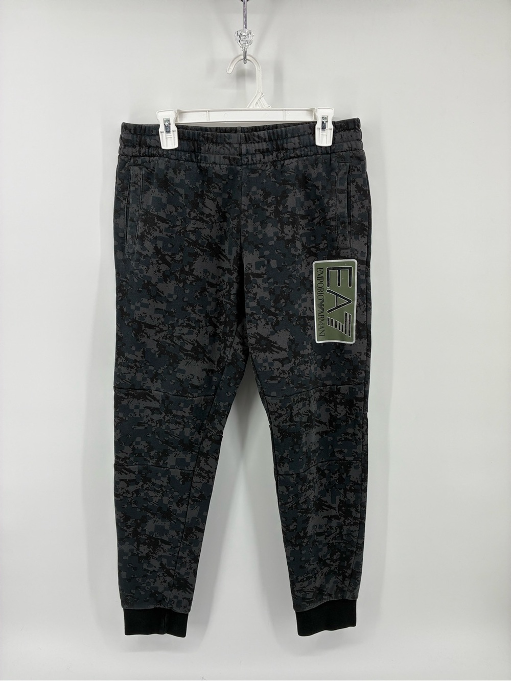 Emporio Armani Black & Dark Gray Camo EA7 Joggers with Patch